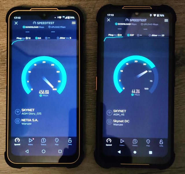 Speedtest - download G1S and H5